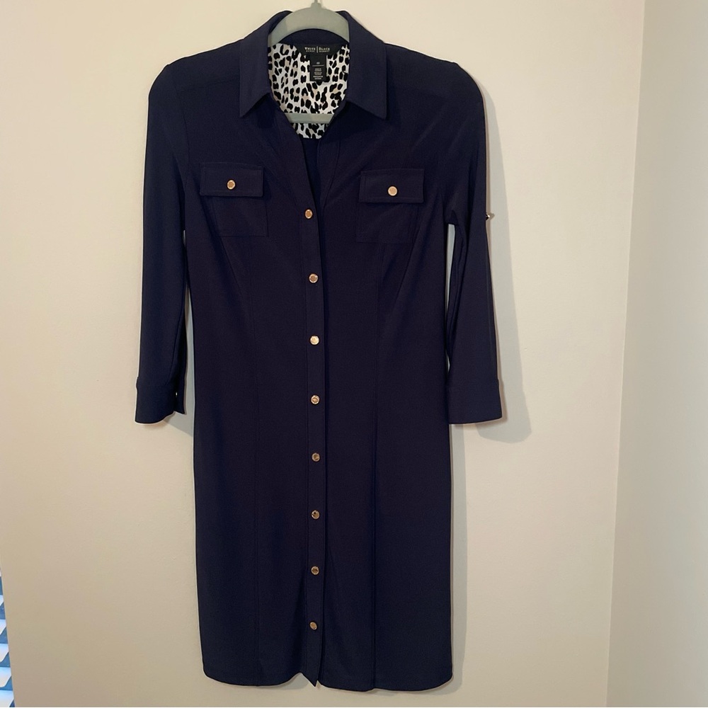 White House Black Market Dark Blue Long Sleeve Dress